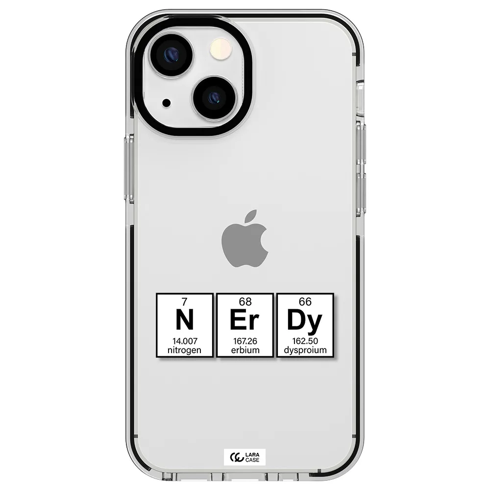 a group of periodic table symbols Apple iPhone 15 impact black border Case