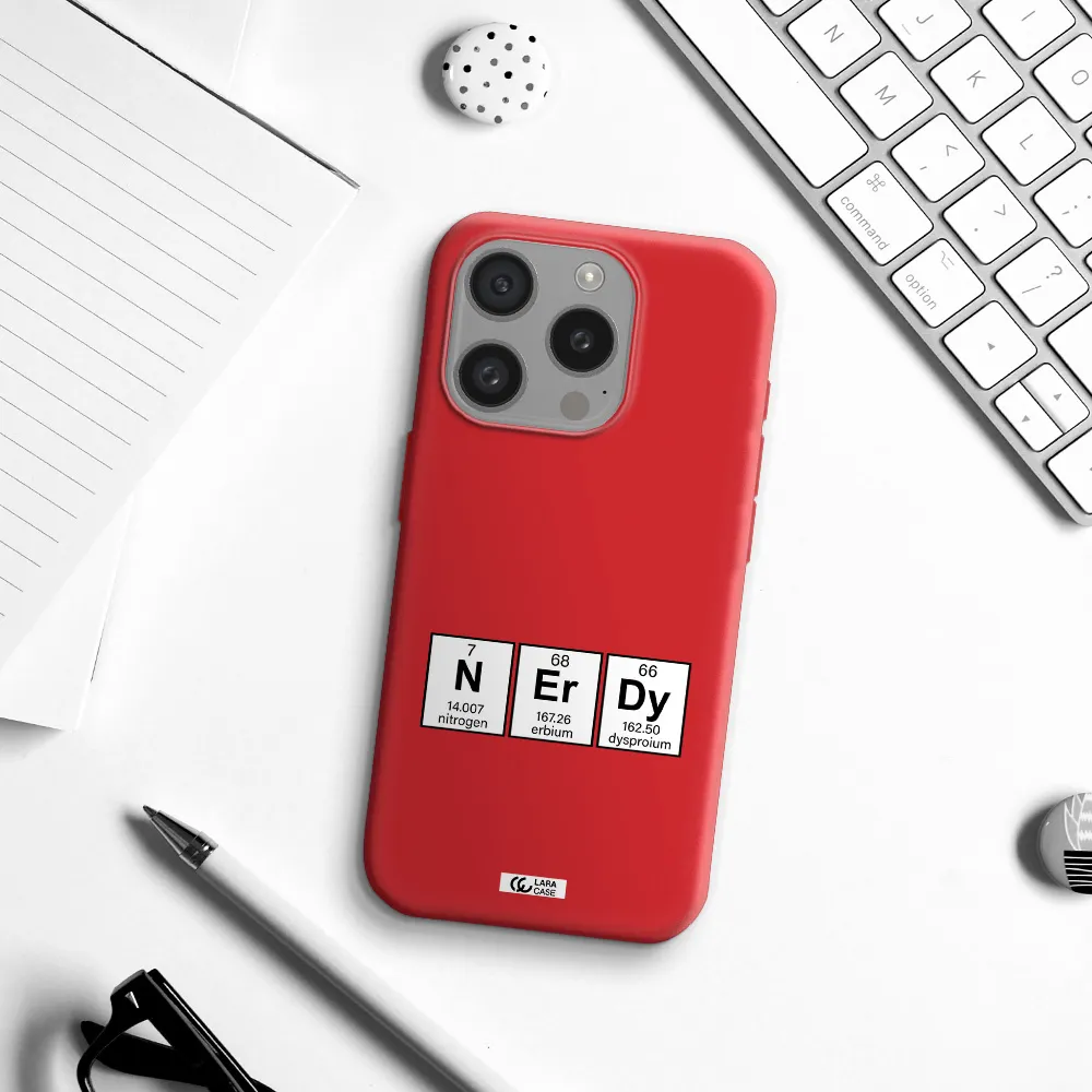 A Group Of Periodic Table Symbols Apple Iphone 15 Pro Silicone Imperial Red Case