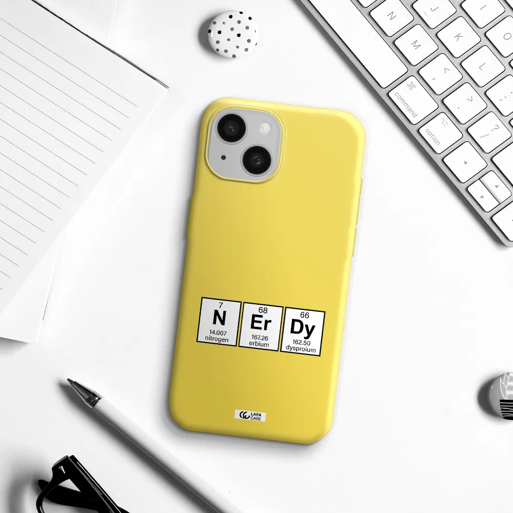 a group of periodic table symbols Apple iPhone 15 Silicone canary yellow Case