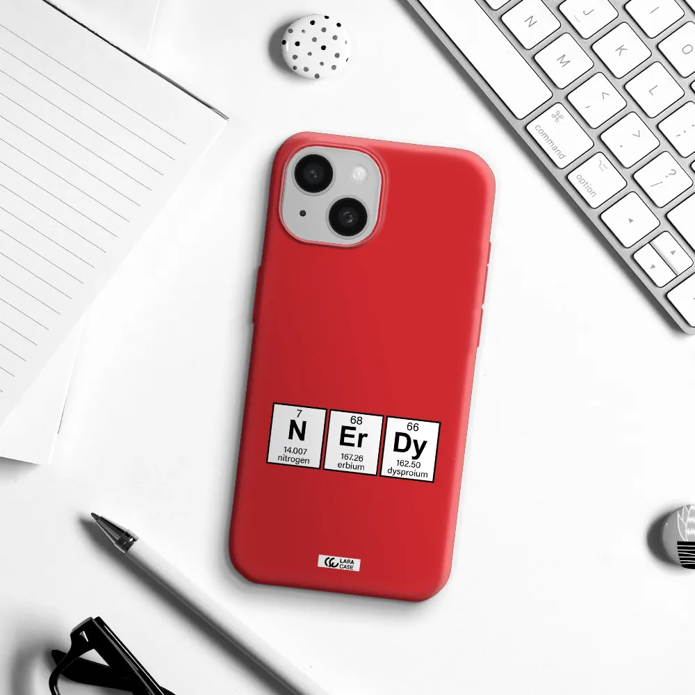 A Group Of Periodic Table Symbols Apple Iphone 15 Silicone Imperial Red Case