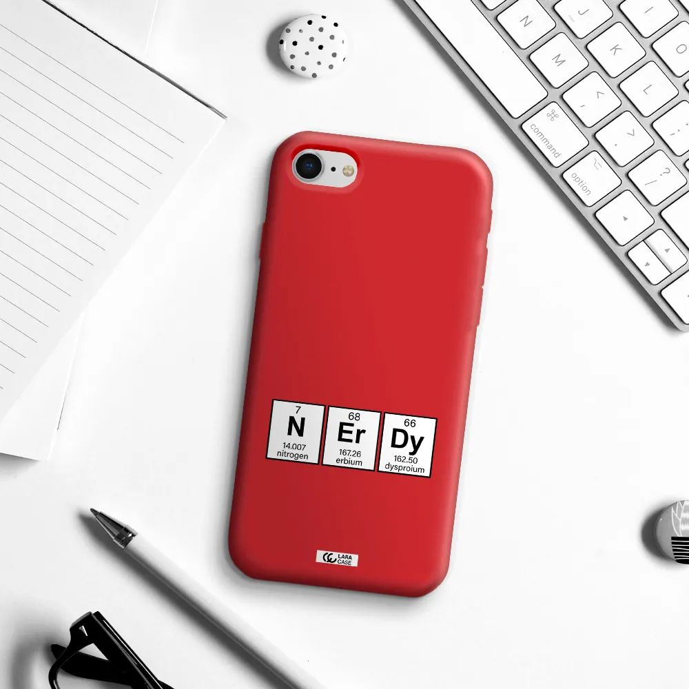 a group of periodic table symbols Apple iPhone se 2020 Silicone Imperial Red Case
