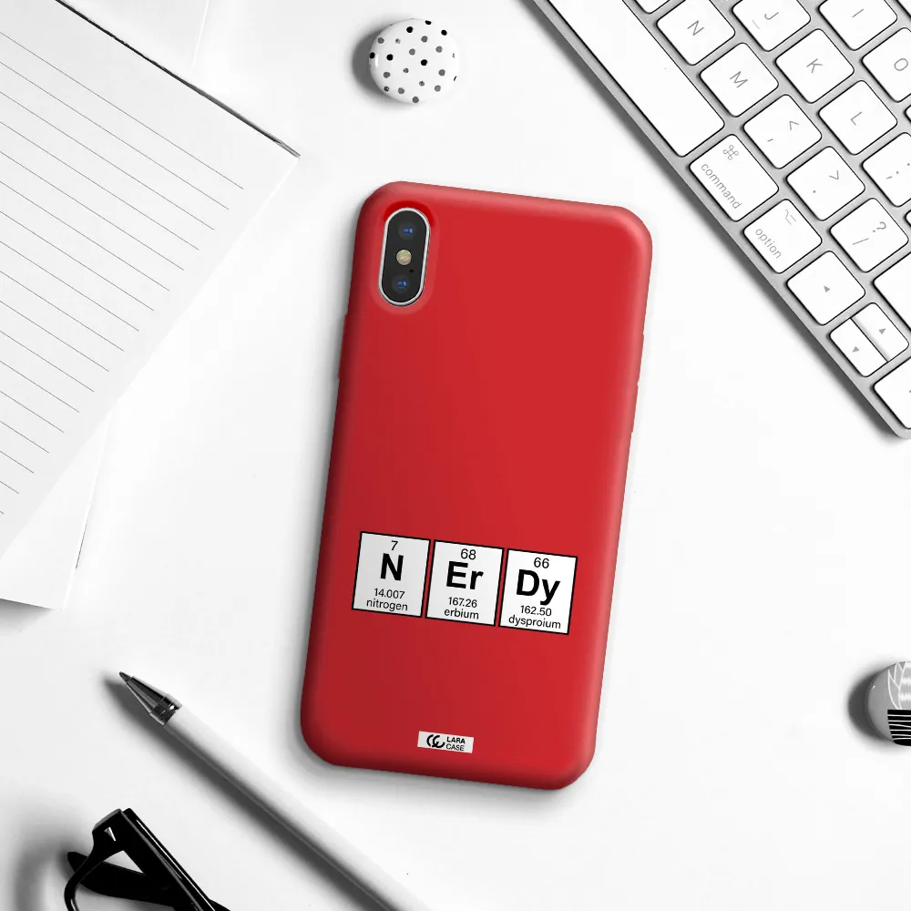 a group of periodic table symbols Apple iPhone X Silicone Imperial Red Case