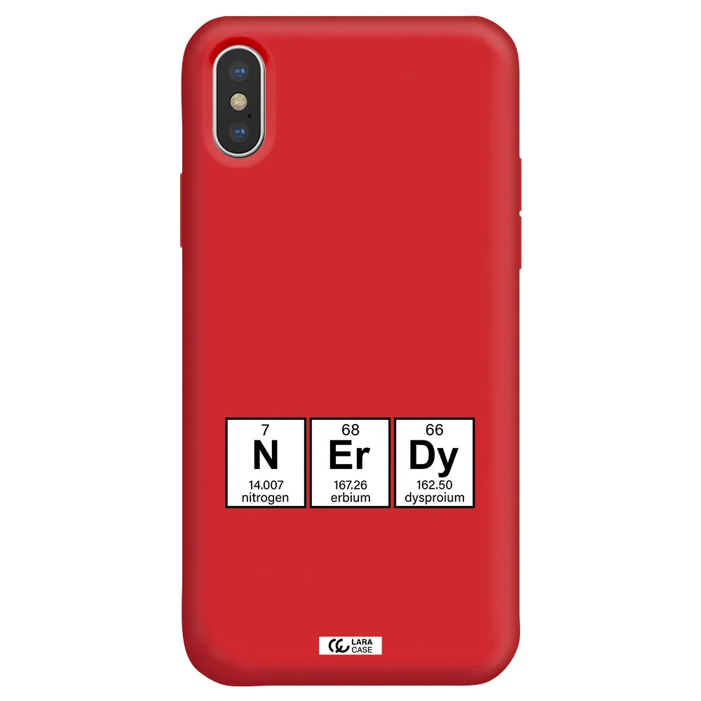 a group of periodic table symbols Apple iPhone XS Silicone Imperial Red Case