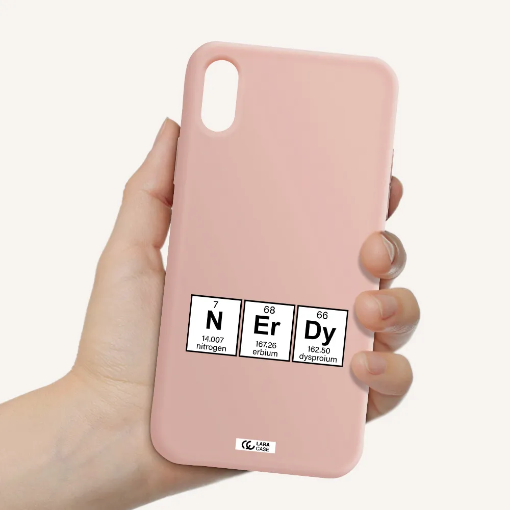 a group of periodic table symbols Apple iPhone XS Silicone pastel pink Case