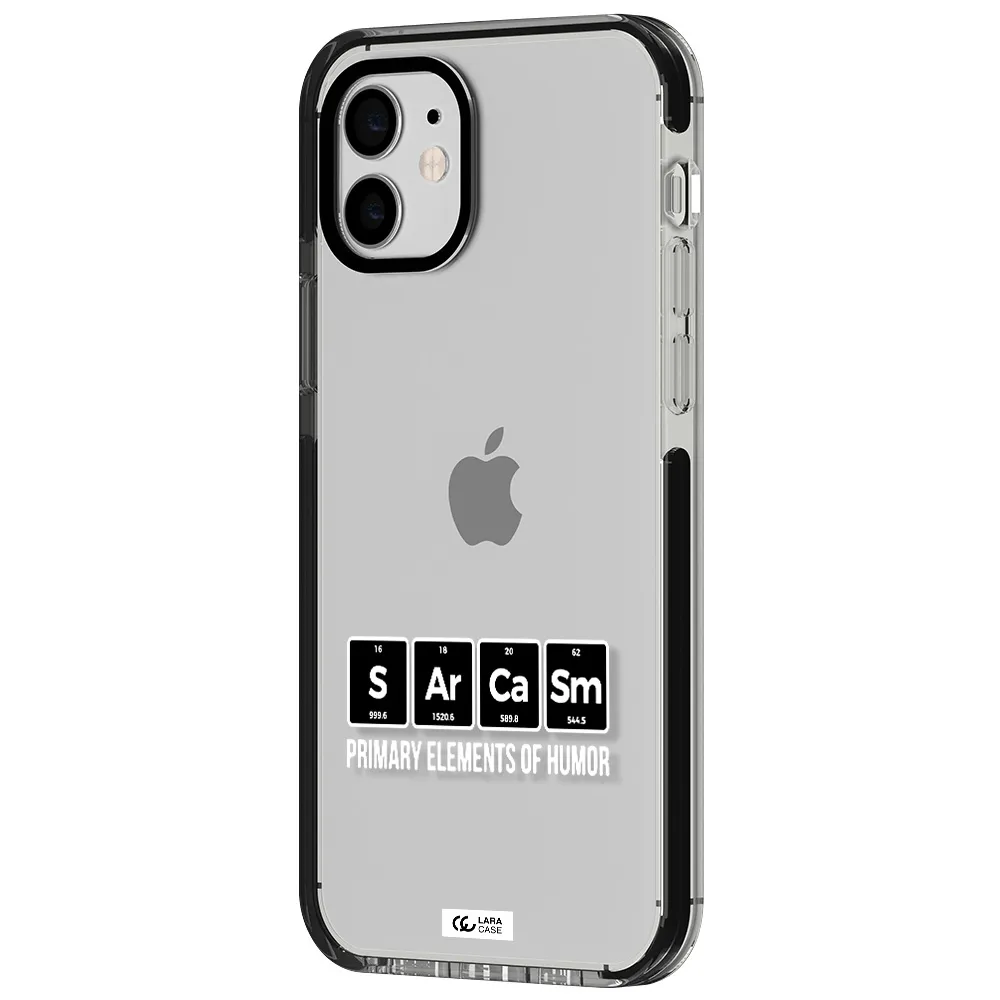 a group of black square letters with white text Apple iPhone 11 impact black border Case