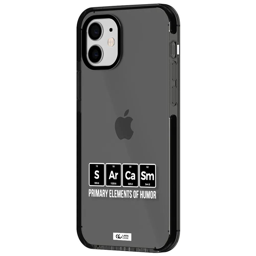a group of black square letters with white text Apple iPhone 11 impact Smoke Black Case