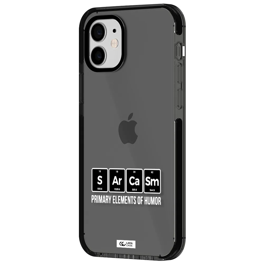 a group of black square letters with white text Apple iPhone 12 impact Smoke Black Case