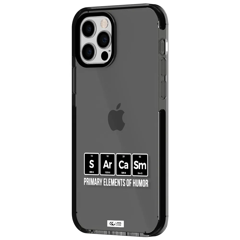 a group of black square letters with white text Apple iPhone 12 pro impact Smoke Black Case