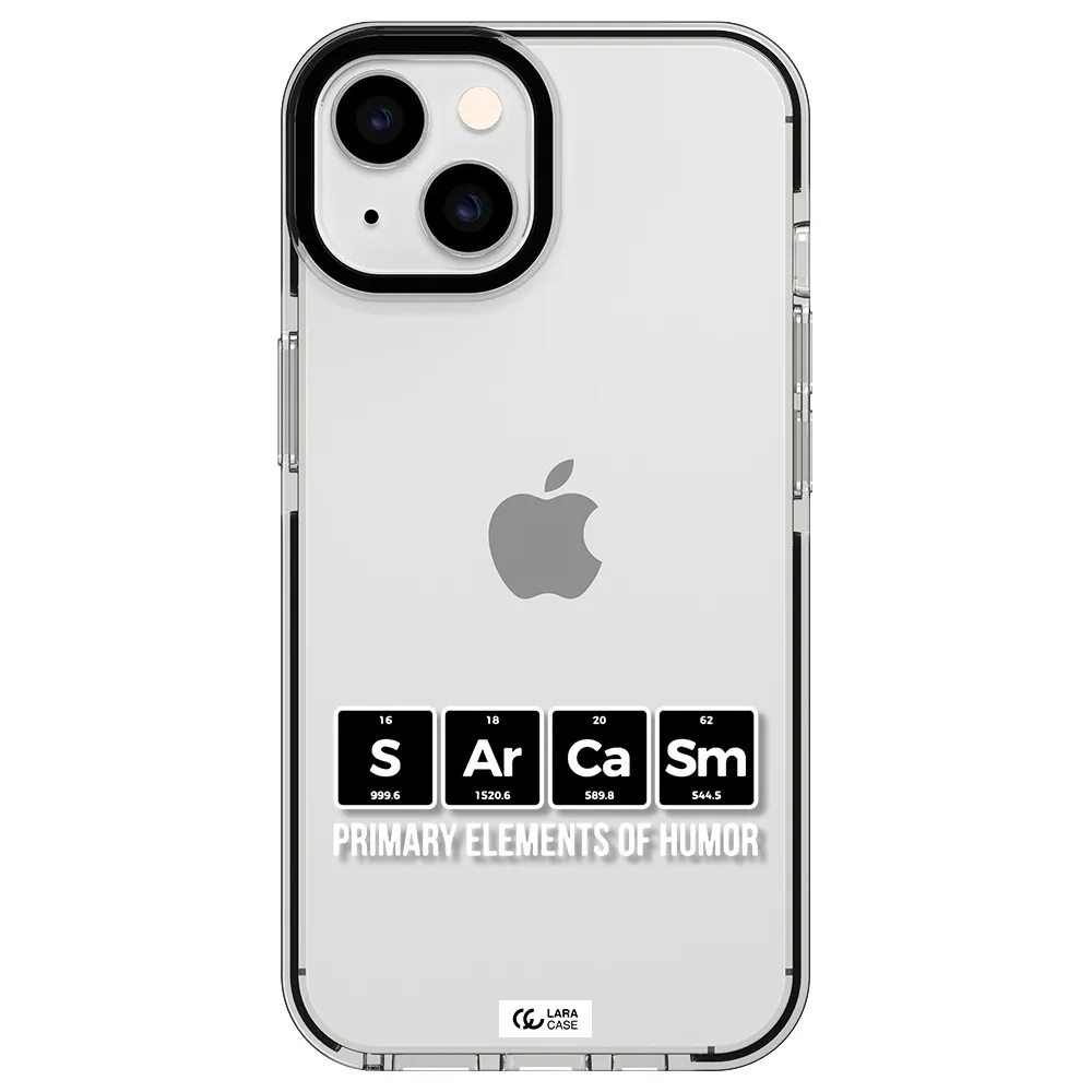 a group of black square letters with white text Apple iPhone 14 impact black border Case