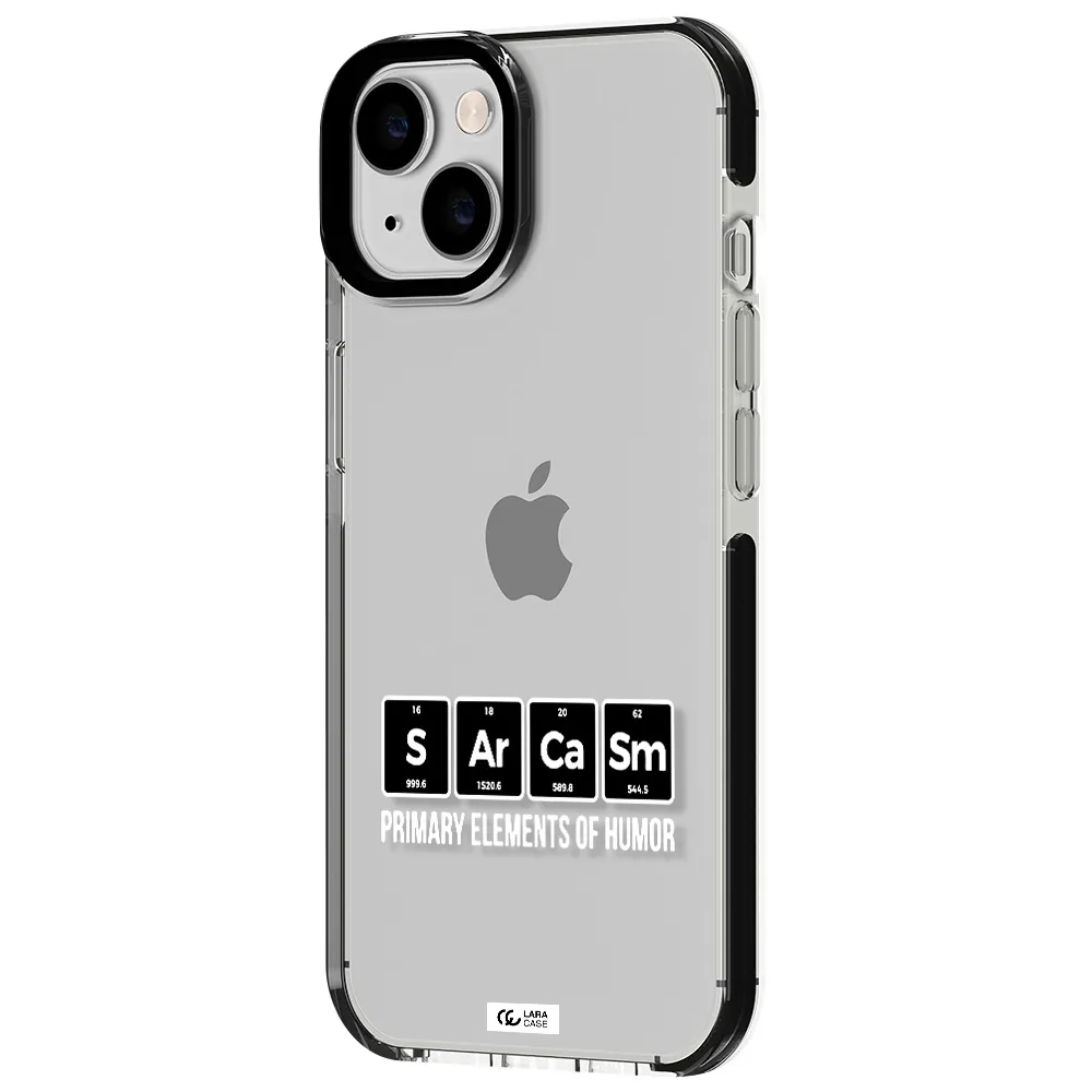a group of black square letters with white text Apple iPhone 14 impact black border Case