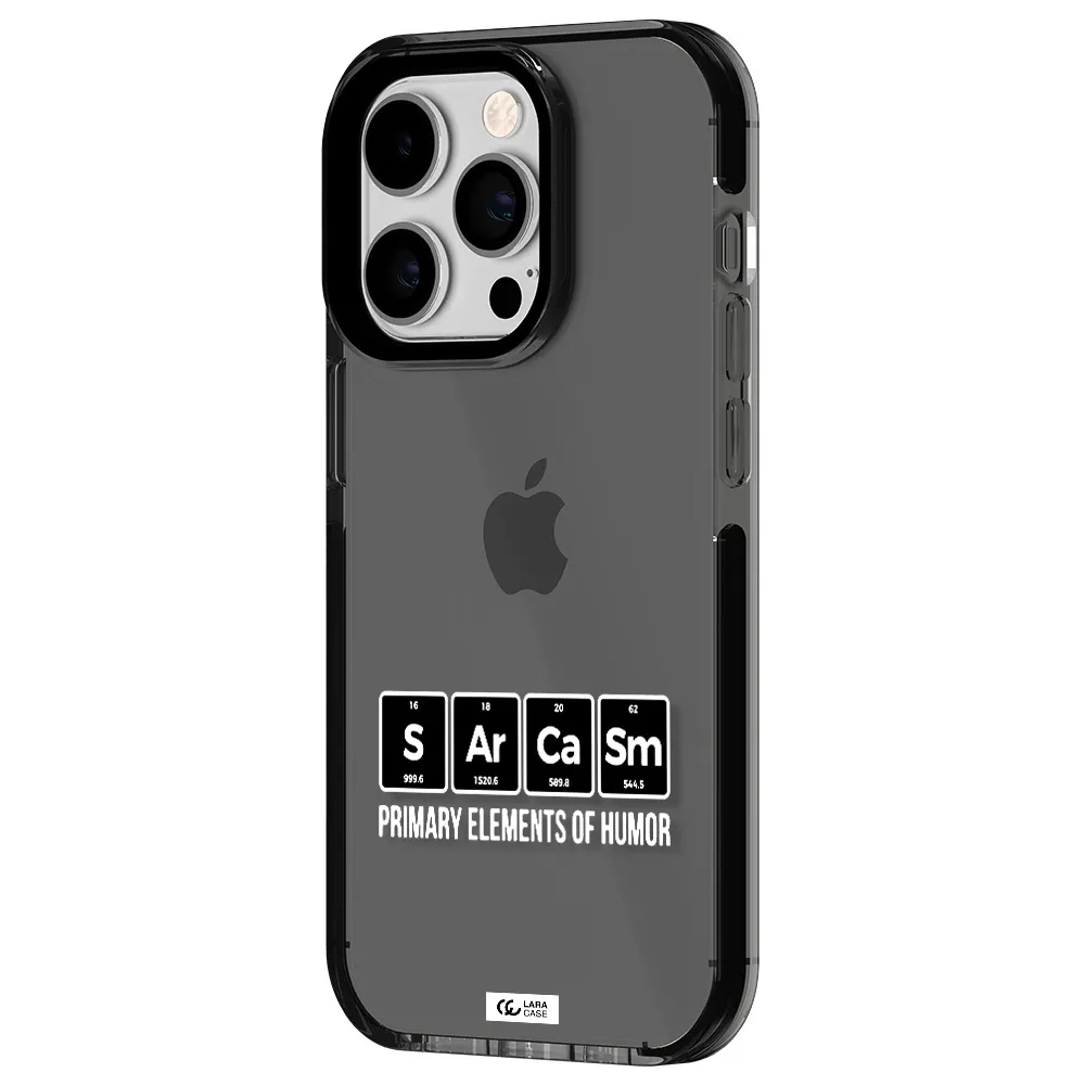a group of black square letters with white text Apple iPhone 14 pro impact Smoke Black Case