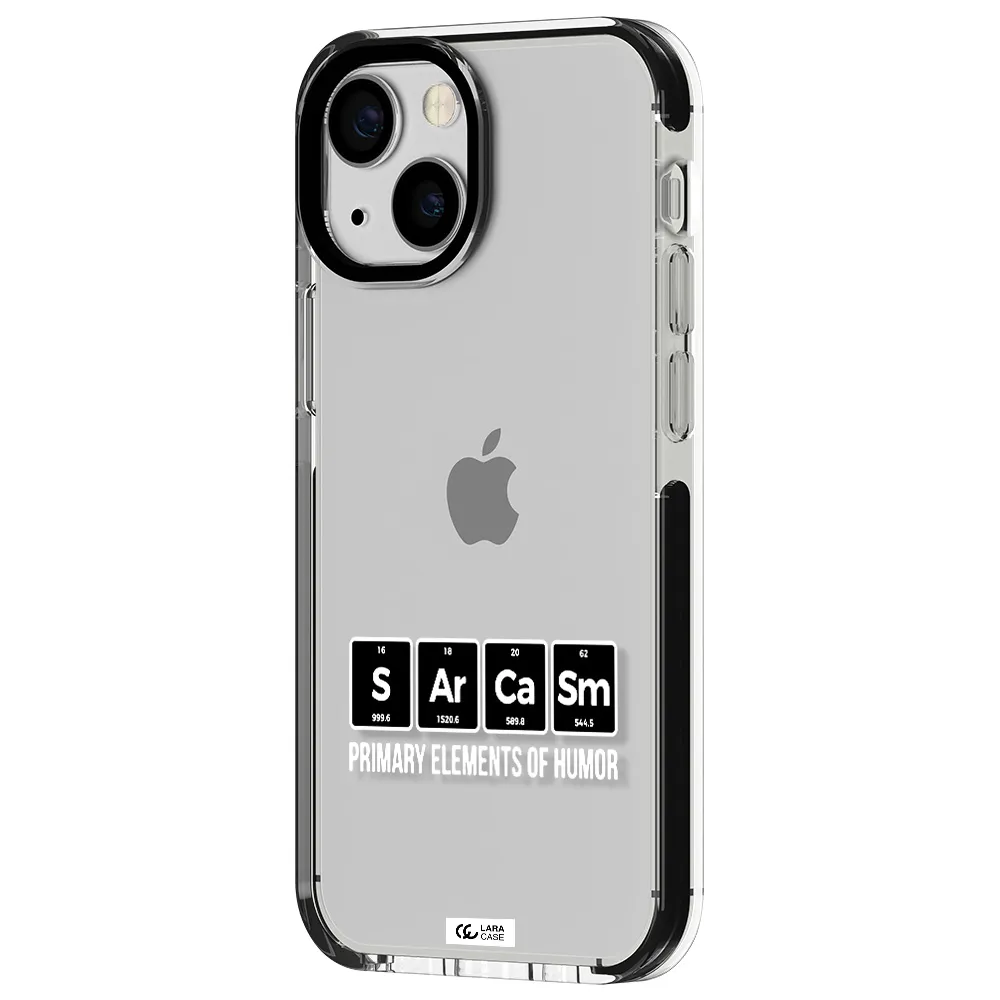 a group of black square letters with white text Apple iPhone 15 impact black border Case