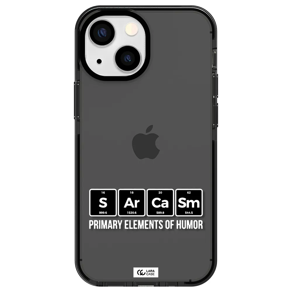 a group of black square letters with white text Apple iPhone 15 impact Smoke Black Case