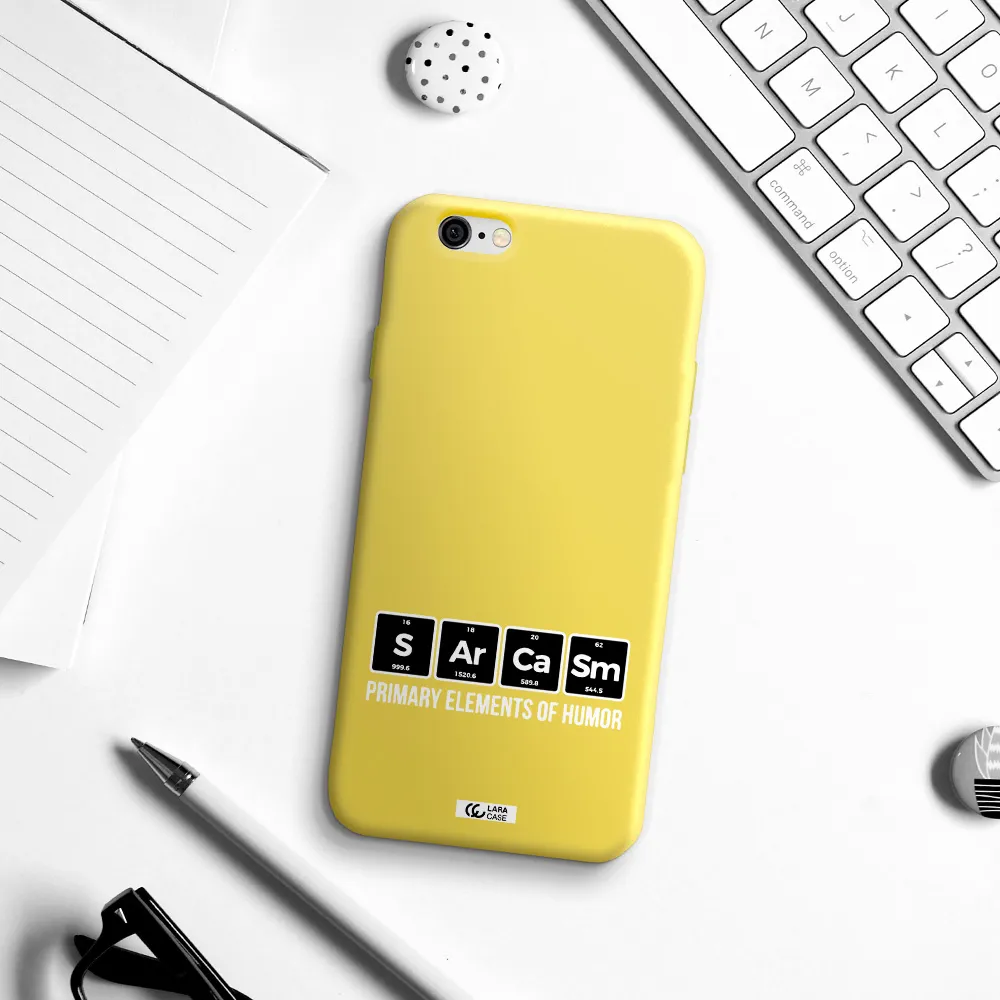 a group of black square letters with white text Apple iPhone 6 Silicone canary yellow Case