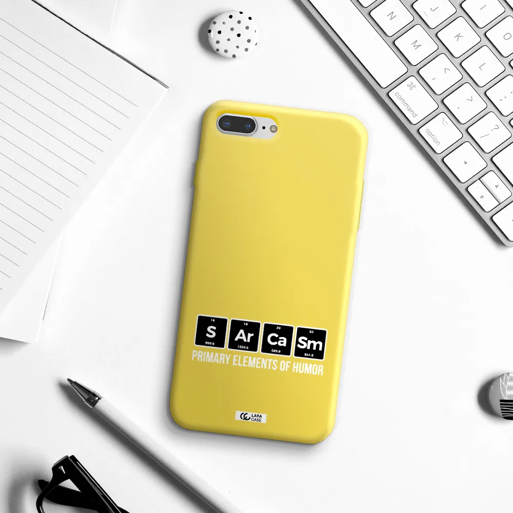 a group of black square letters with white text Apple iPhone 7 plus Silicone canary yellow Case