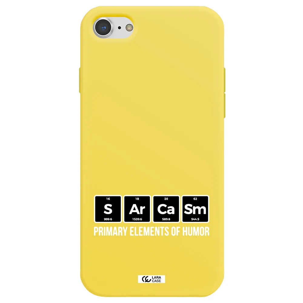 a group of black square letters with white text Apple iPhone 7 Silicone canary yellow Case