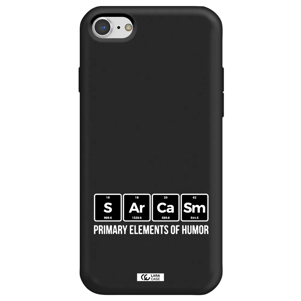 a group of black square letters with white text Apple iPhone 8 Silicone black Case