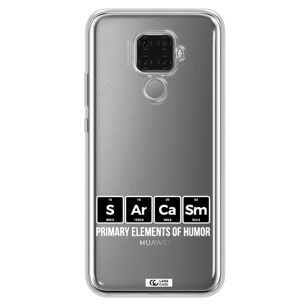 a group of black square letters with white text Huawei Mate 30 Lite Clear TPU Case
