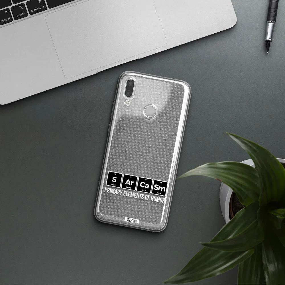 a group of black square letters with white text Huawei P Smart 2019 Clear TPU Case