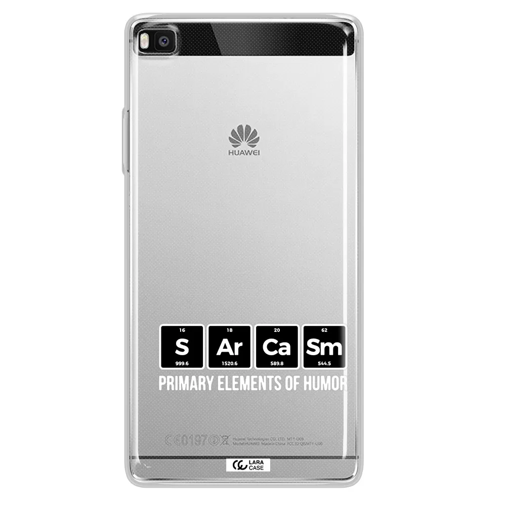 a group of black square letters with white text Huawei P8 Clear TPU Case