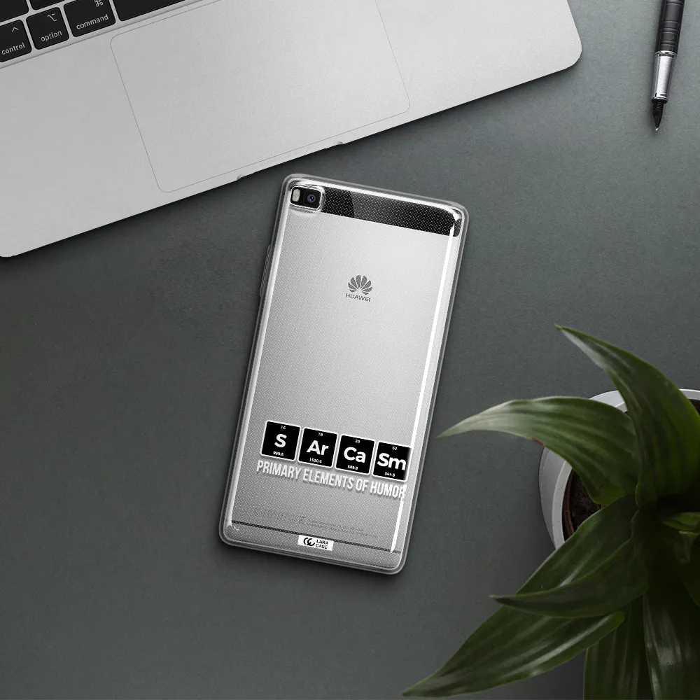 a group of black square letters with white text Huawei P8 Clear TPU Case