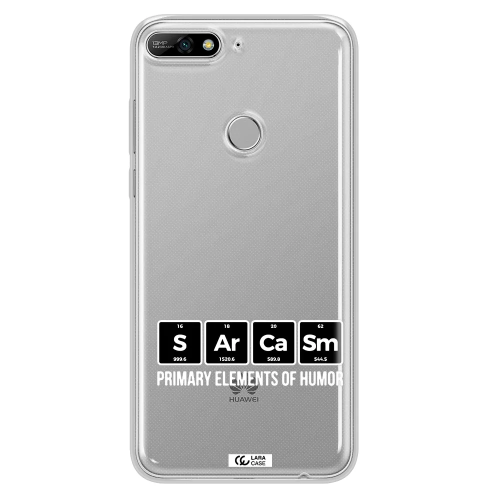 a group of black square letters with white text Huawei Y7 2018 Clear TPU Case