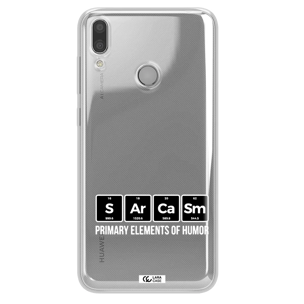 a group of black square letters with white text Huawei Y7 2019 Clear TPU Case