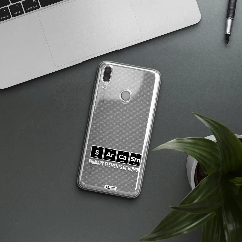 a group of black square letters with white text Huawei Y9 2019 Clear TPU Case