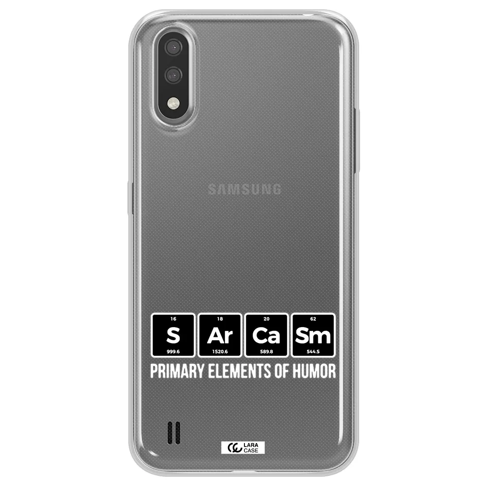 a group of black square letters with white text Samsung A01 Clear TPU Case