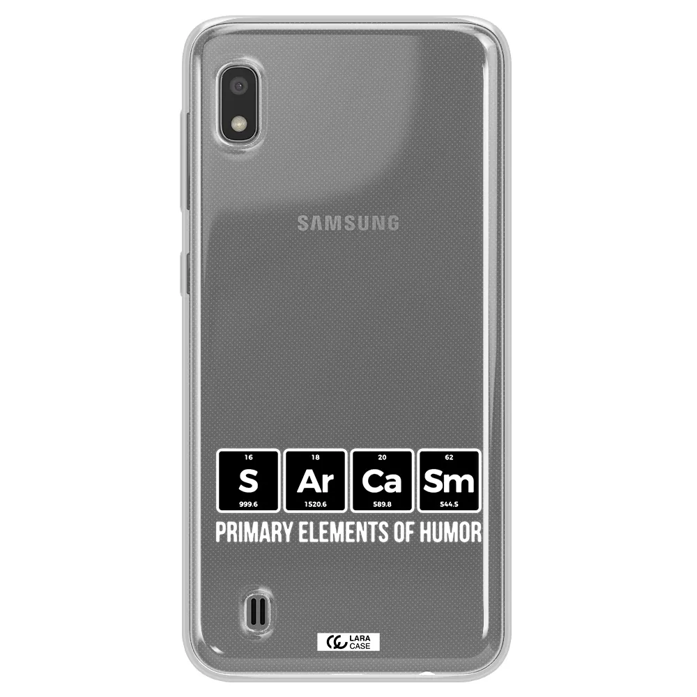 a group of black square letters with white text Samsung A10 Clear TPU Case