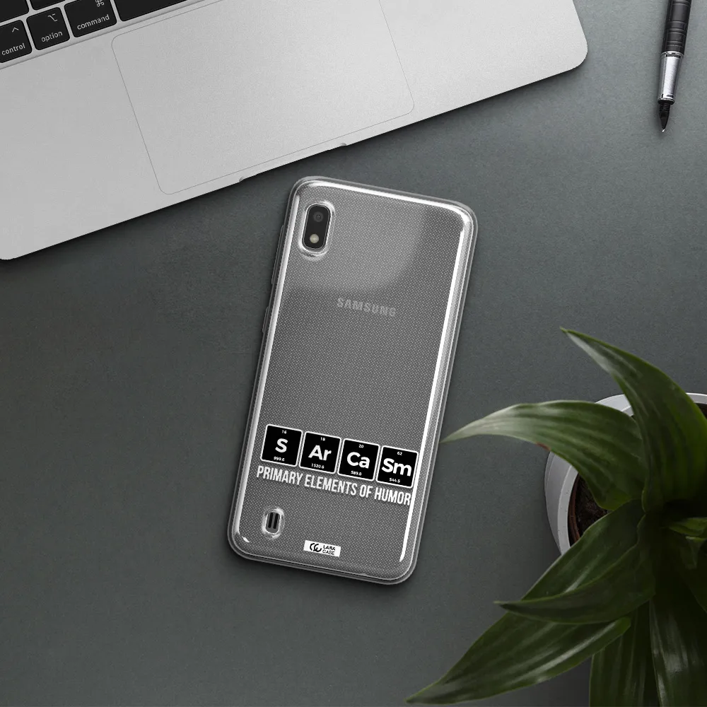 a group of black square letters with white text Samsung A10 Clear TPU Case