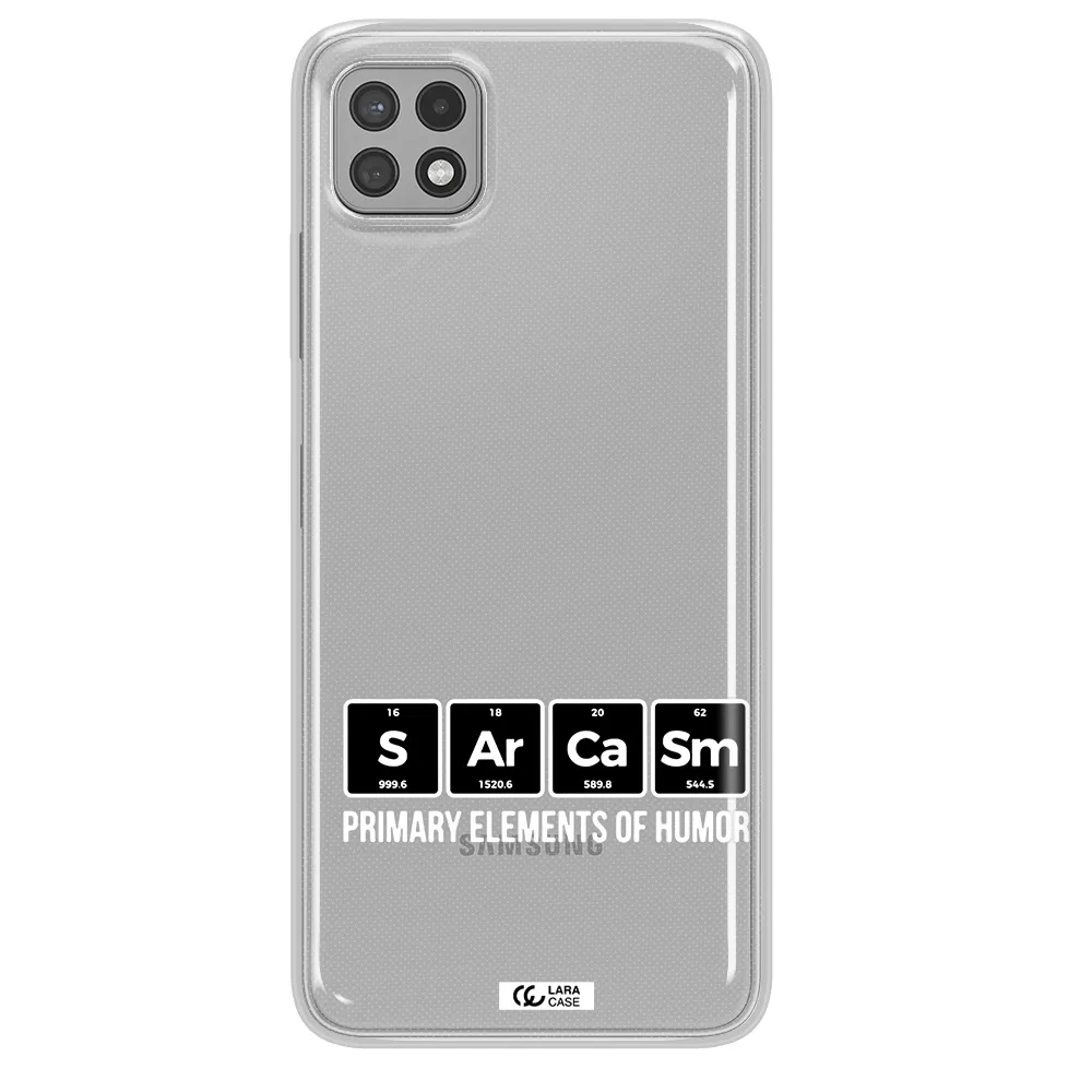 a group of black square letters with white text Samsung A22 5g Clear TPU Case