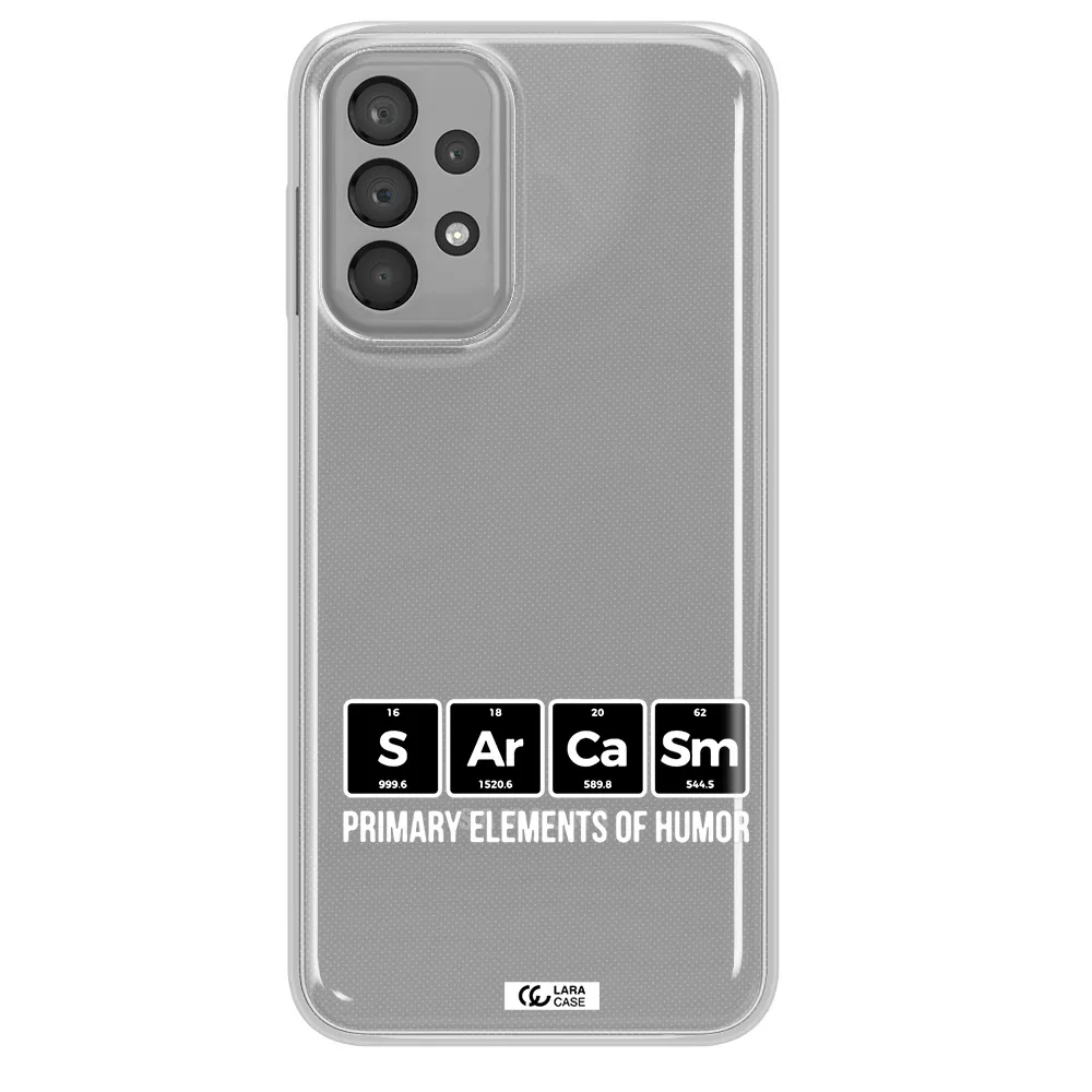 a group of black square letters with white text Samsung A23 Clear TPU Case