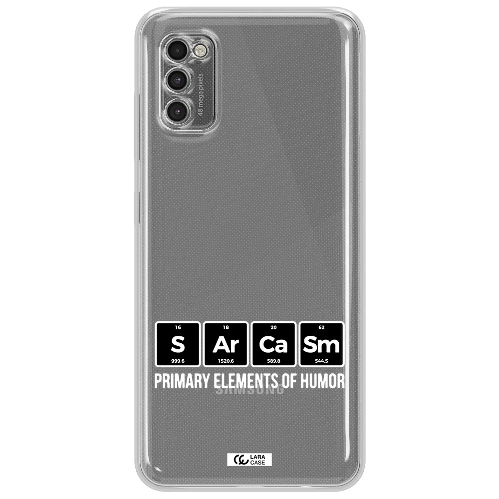 A Group Of Black Square Letters With White Text Samsung A41 Clear Tpu Case