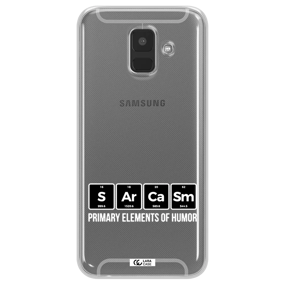 a group of black square letters with white text Samsung A6 Clear TPU Case