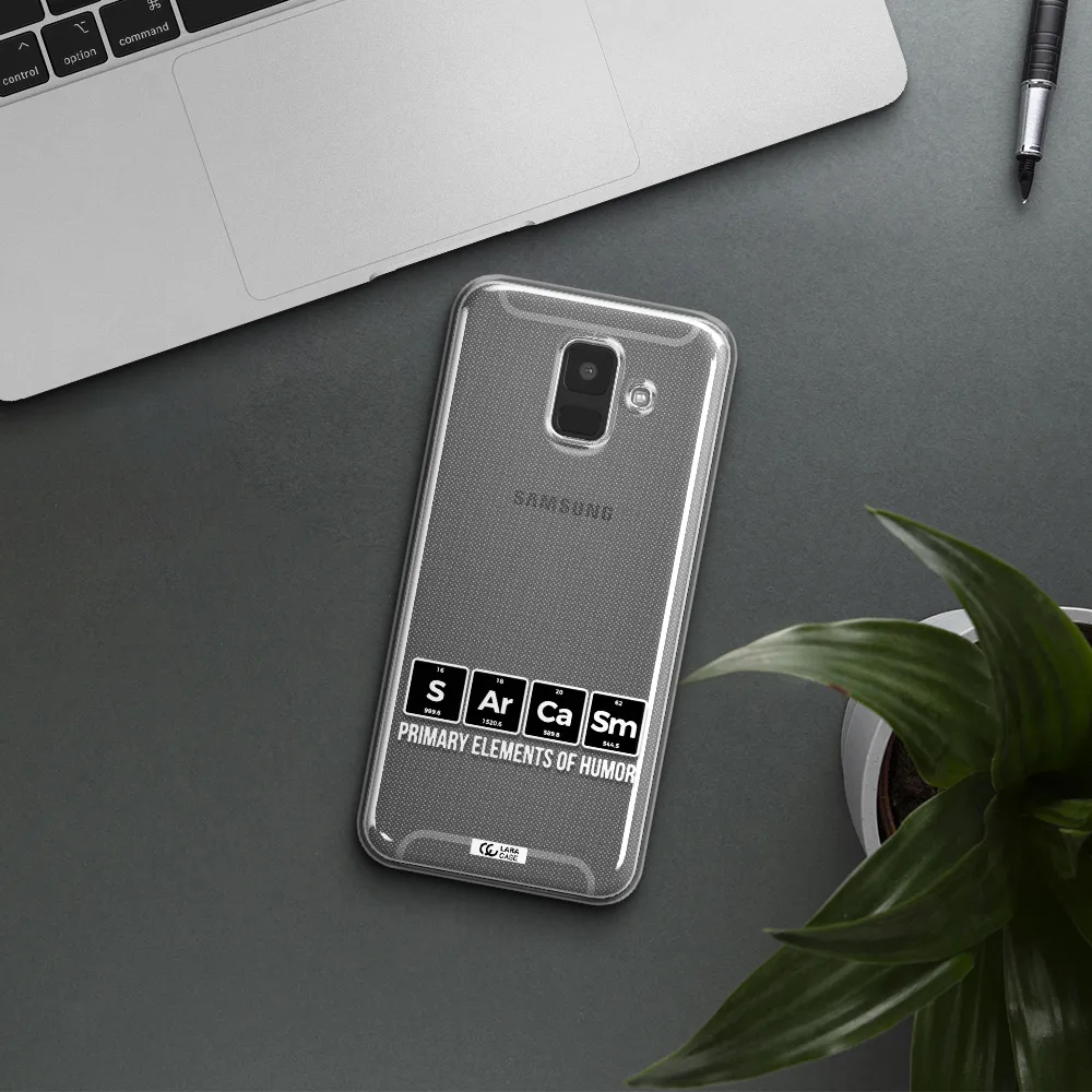 a group of black square letters with white text Samsung A6 Clear TPU Case