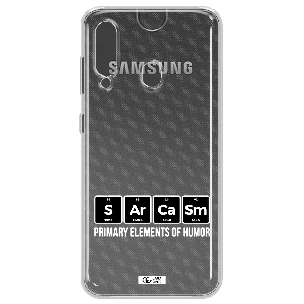 a group of black square letters with white text Samsung A60 Clear TPU Case