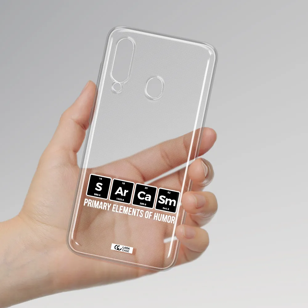 a group of black square letters with white text Samsung A60 Clear TPU Case