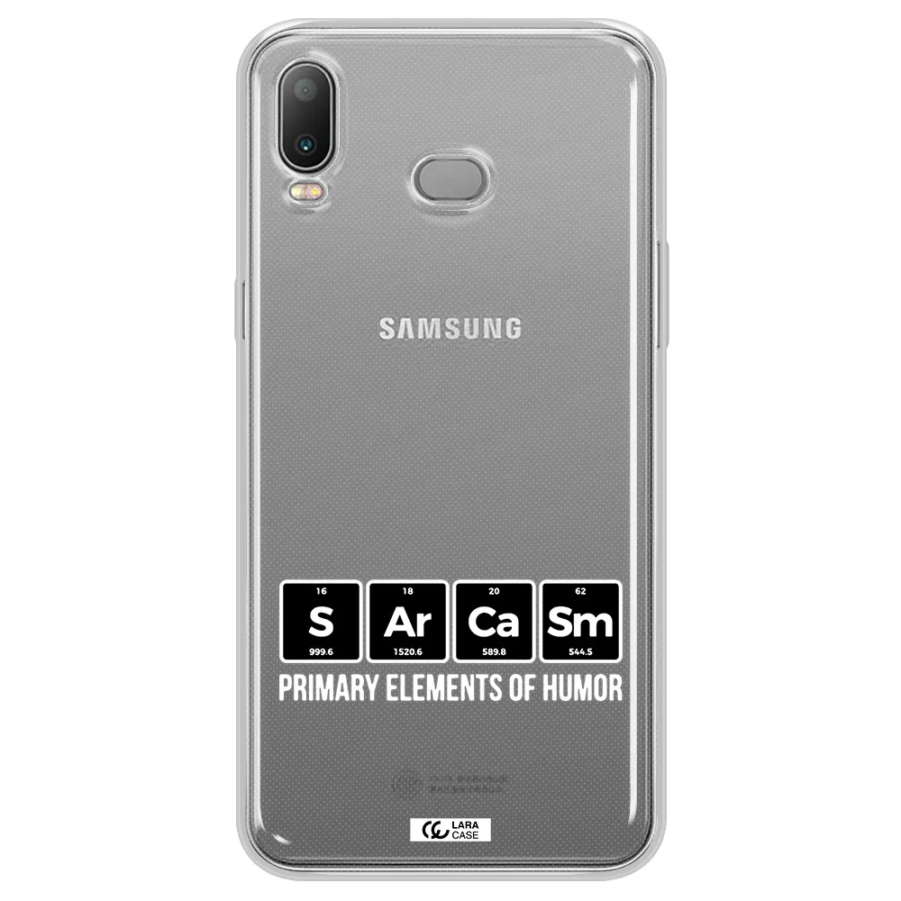 a group of black square letters with white text Samsung A6S Clear TPU Case