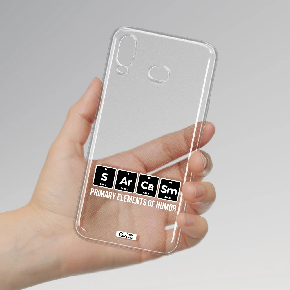 a group of black square letters with white text Samsung A6S Clear TPU Case