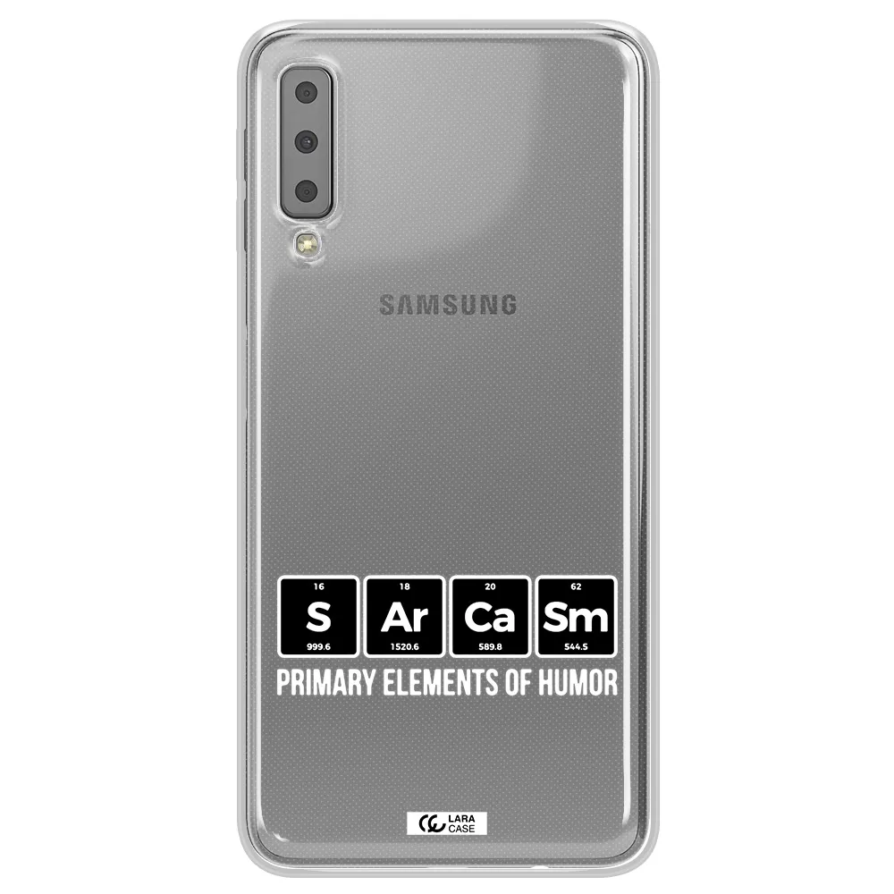 a group of black square letters with white text Samsung A7 2018 Clear TPU Case