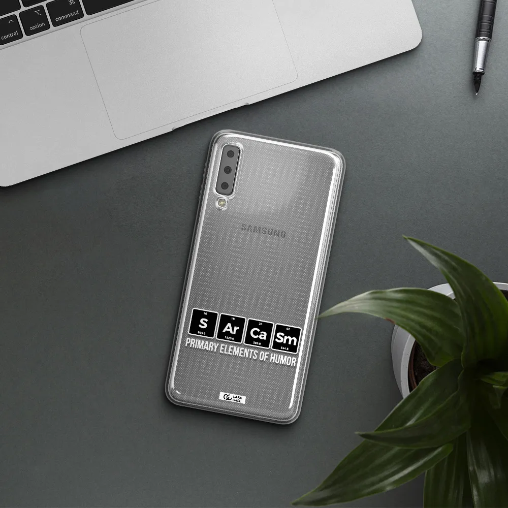 a group of black square letters with white text Samsung A7 2018 Clear TPU Case