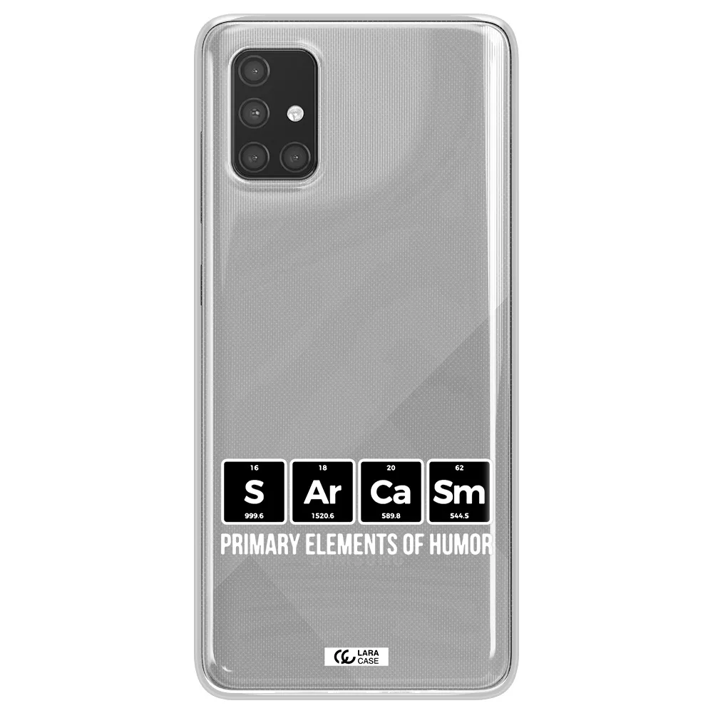 a group of black square letters with white text Samsung A71 Clear TPU Case