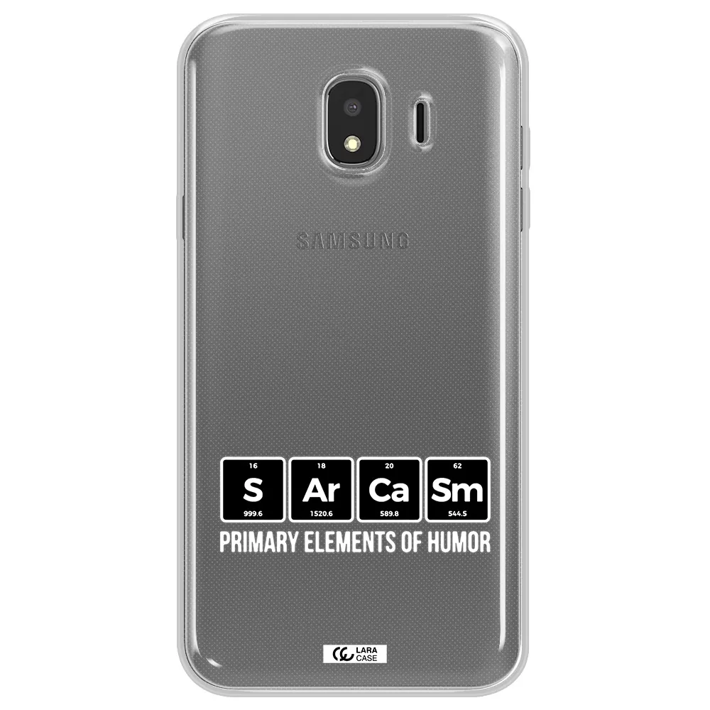 a group of black square letters with white text Samsung J4 Clear TPU Case