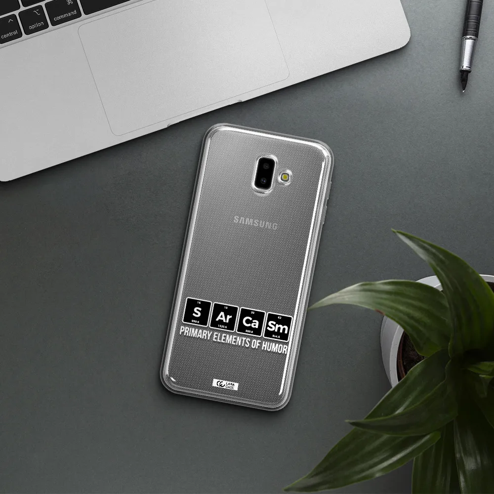 a group of black square letters with white text Samsung J6 Plus Clear TPU Case