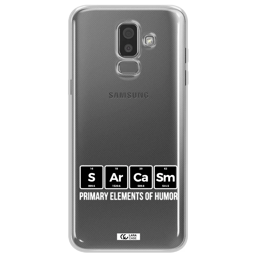 a group of black square letters with white text Samsung J8 Clear TPU Case
