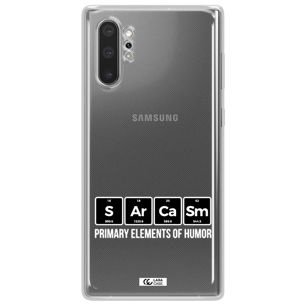 a group of black square letters with white text Samsung Note 10 Plus Clear TPU Case