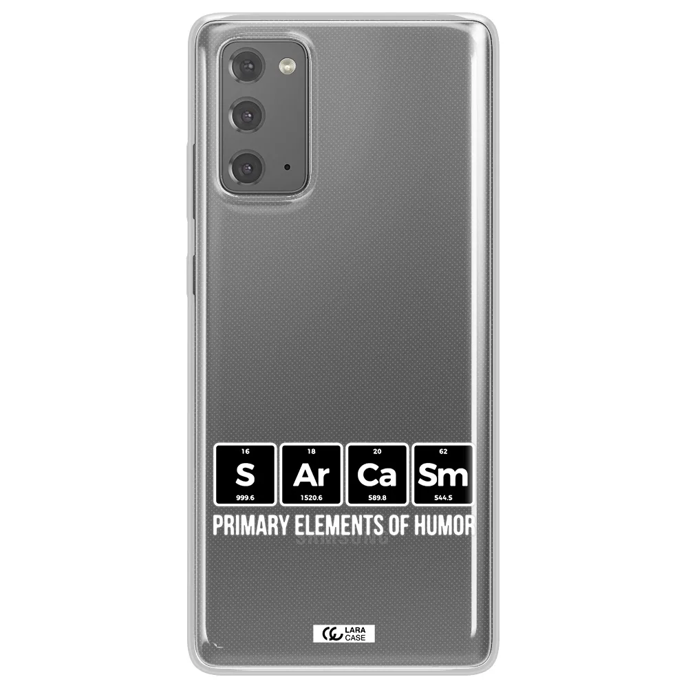 a group of black square letters with white text Samsung Note 20 Clear TPU Case