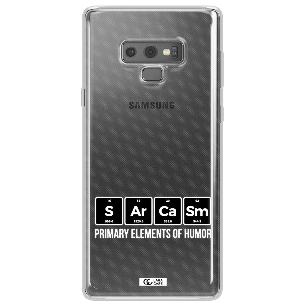 a group of black square letters with white text Samsung Note 9 Clear TPU Case