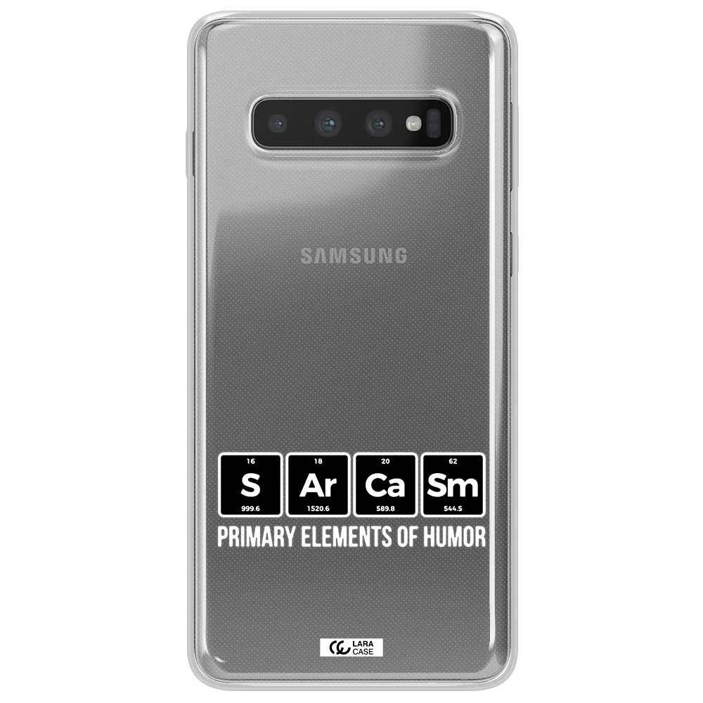 a group of black square letters with white text Samsung S10 Clear TPU Case
